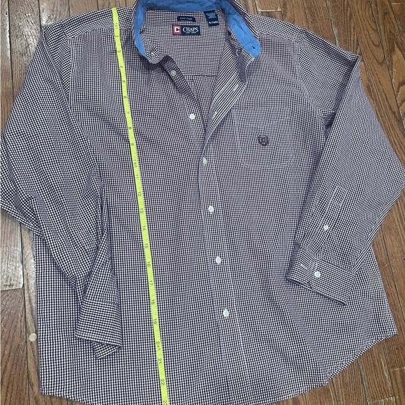 Chaps Maroon and White Plaid Shirt - Picture 6 of 11